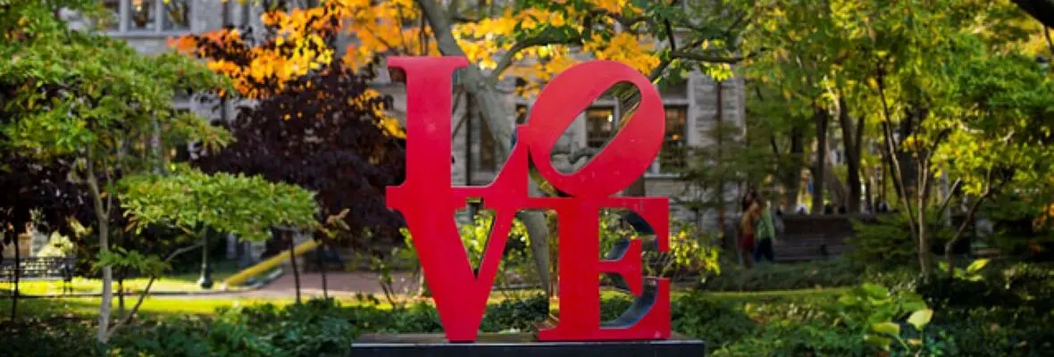 photo of LOVE statue on campus
