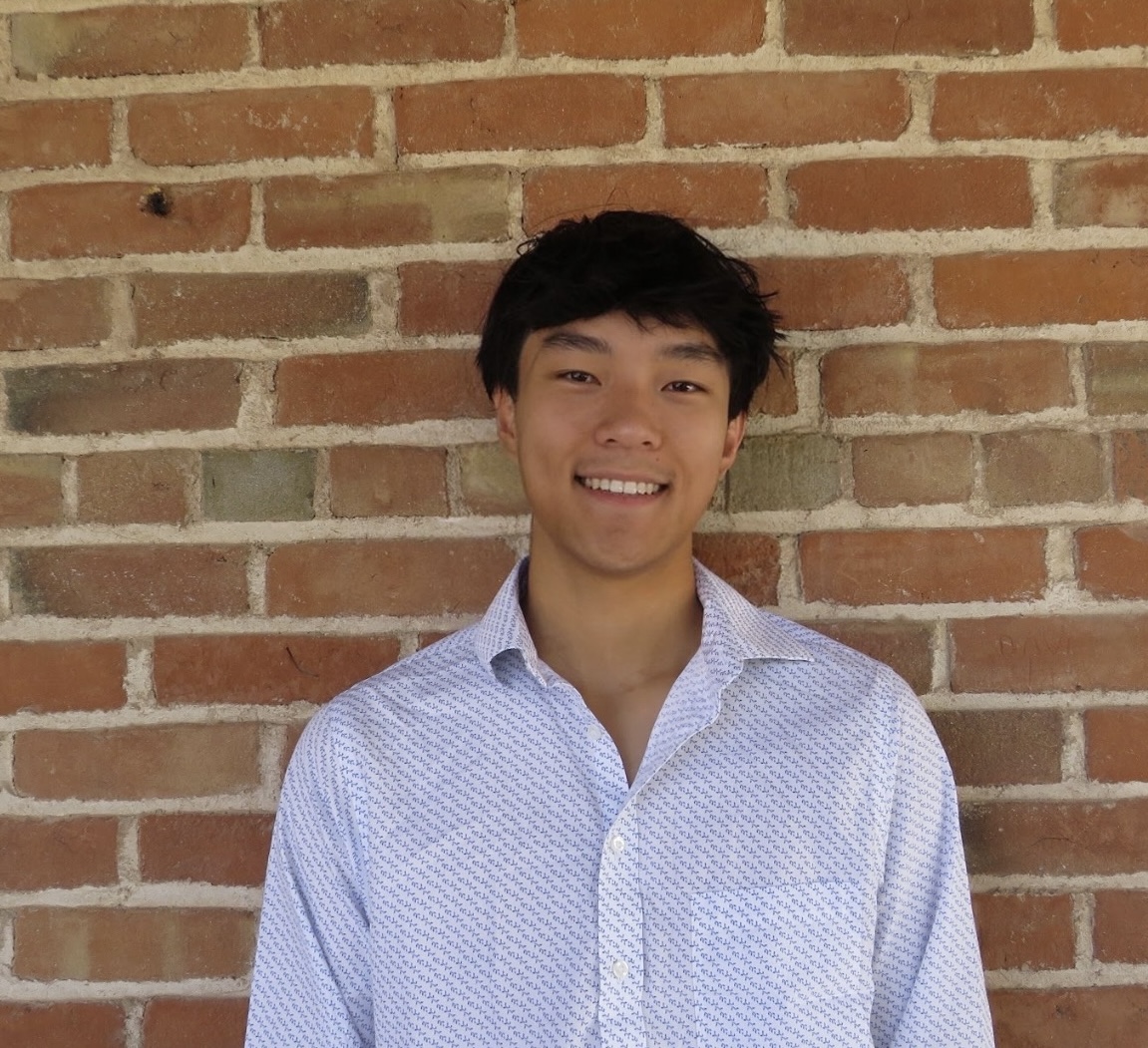 image of young man in white shirt against brick wall