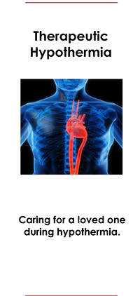 'Caring for a loved on during hypothermia' brochure cover of human chest with heart highlighted in red 